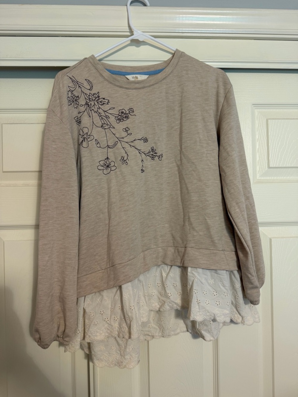 Matilda Jane Spring Bouquet Floral Sweatshirt Eyelet Hem Cottagecore